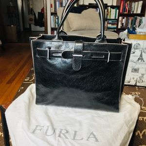 FURLA - GRETA BLACK LEATHER TOTE